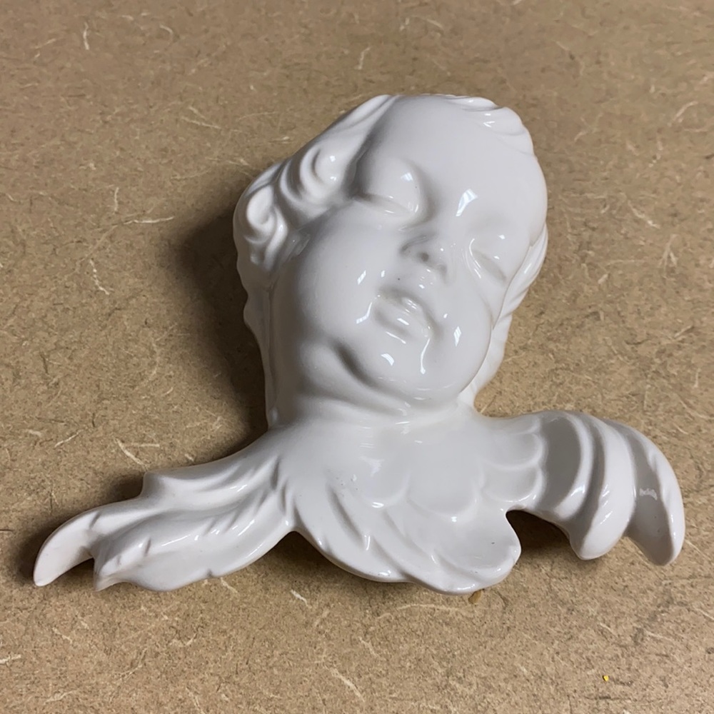 Vtg Dresden orig. Germany Cherub Porcelain Wall Plaque- set of 2